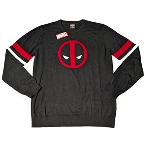 MARVEL DEADPOOL Men Size 2XL Cotton Acrylic Pullover Black Bioworld‎ Sweater NEW